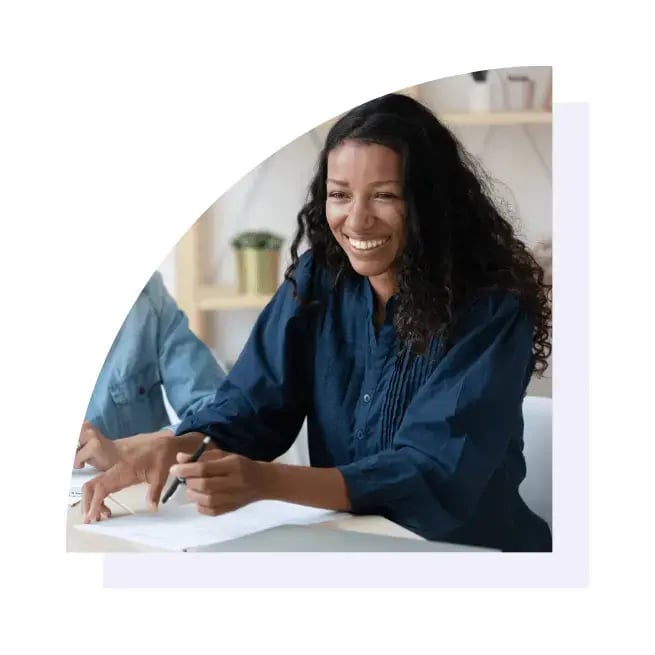 Helpful woman answering questions