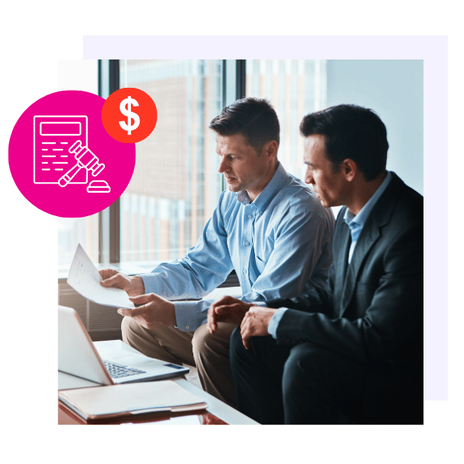 Lawyers looking at documents